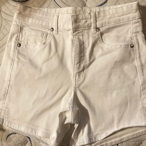 white stretchy denim shorts